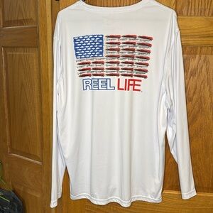 Reel Life Merica UV Long Sleeve Performance T-Shirt - White - XXL